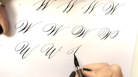 Writing different versions of the capital letter “W” in modern calligraphy, using a zebra g nib and sumi ink. source The post Modern calligraphy letter "W" appeared first on PaintingTube. Capital Letters Calligraphy, W Calligraphy, G Calligraphy, D Calligraphy, Diy Calligraphy, Calligraphy Drawing, Faux Calligraphy, Calligraphy Set, Journal Stuff