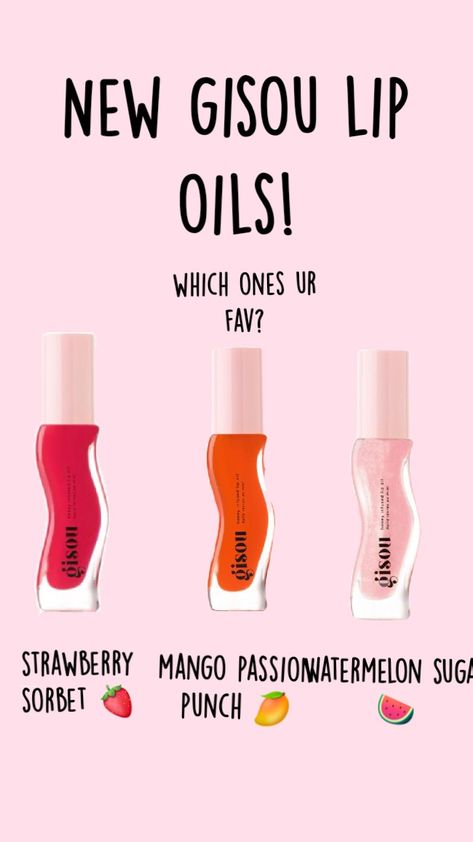 new gisou lip oils! #gisou #lipoils #new #preppy #fav #fyp #blowup Gisou Products, Sephora Aesthetic, Gisou Lip Oil, Makeup Beauty Room, New Preppy, Lip Oils, Pink Preppy, Skincare Essentials, Eye Makeup Designs