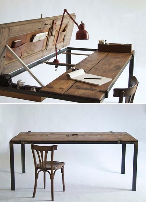 Manoteca Indoor Door Table Creative Desk, Welding Ideas, Men Cave, Convertible Furniture, Design Del Prodotto, A Desk, Wood Work, Studio Space, Furniture Inspiration