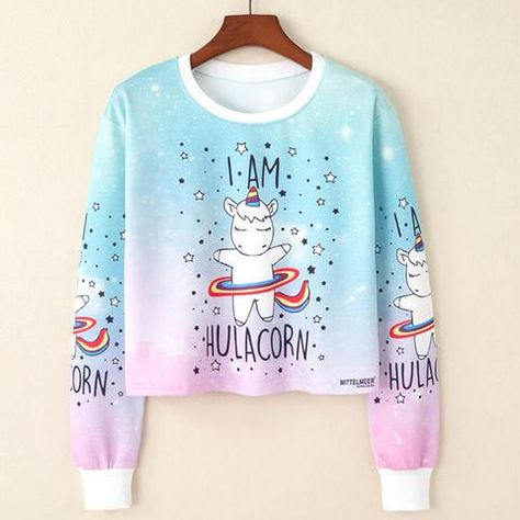 I Believe In Unicorns Cropped Pink Sweatshirt Kawaii Sweatshirt, Harajuku Sweatshirt, Unicorn Outfit, Girls Crop Tops, Crop Top Hoodie, Cropped Pullover, Crop Top Sweatshirt, Blue Crop Tops, Cropped Sweatshirt