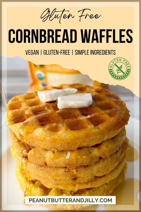 3 Ingredient Cornbread, Corn Waffle Recipe, Cornbread Waffles Recipe, Cornmeal Waffles, Cornbread Waffles, Vegan Gluten Free Breakfast, Vegan Cornbread, Vegan Biscuits, Vegan Waffles