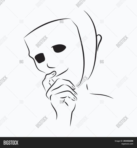 Mask Pose Reference, Hand Holding Mask, Mask Pictures, Mask Drawing, Masks Art, Scary Art, Hand Holding, Face Drawing, Drawing Inspiration