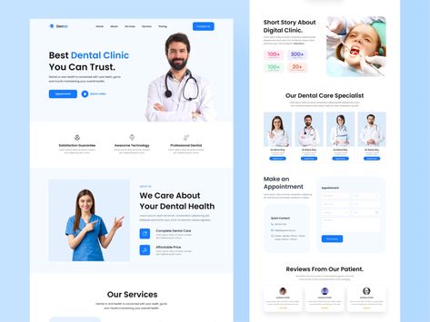 Medical Landing Page, Landing Page Ui Design, Hospital Website, Medical Websites, Medical Website Design, Landing Page Ui, Dentist Clinic, Dental Website, Medical Business