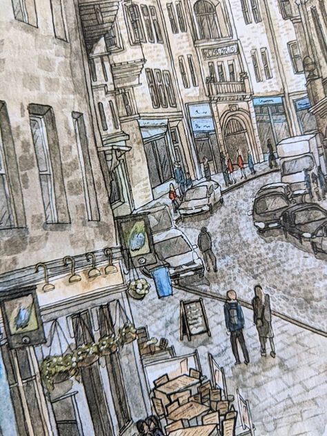 Edinburgh Drawing, Drawing Buildings, Old Town Edinburgh, Gallery Illustration, Watercolor City, Paint Drawing, Urban Sketch, What A Beautiful World, City Drawing