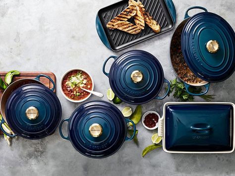 Le Creuset Blue, Le Crueset, Le Creuset Kitchen, Le Creuset Colors, Village Park, Le Creuset Cookware, Enameled Cast Iron Cookware, Spring Lake, Enameled Cast Iron