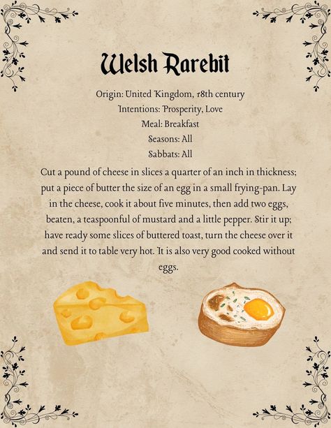 Welsh Witchcraft, Welsh Rarebit Recipe, Welsh Magic, Welsh Mythology, Welsh Food, Witch Recipes, Welsh Rarebit, Welsh Recipes, Kitchen Witch