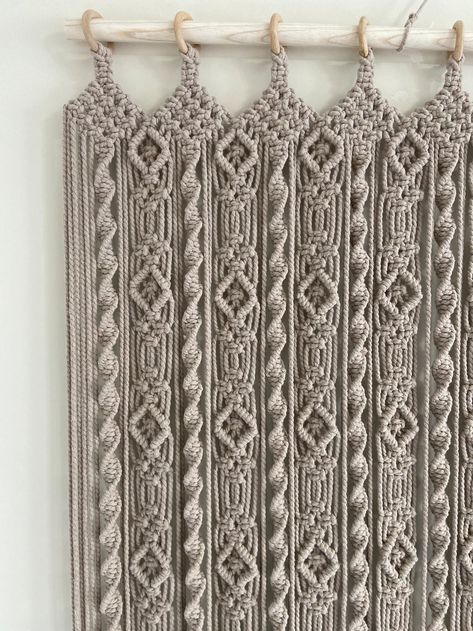 Macrame Curtain for Door or Window Handmade Macrame Curtain - Etsy.de Curtain For Door, Door Curtains Diy, Macrame Window Curtain, Room Divider Wall, Home Decor Macrame, Macrame Door Curtain, Curtain Tutorial, Curtain Room Divider, Macrame Knots Tutorial