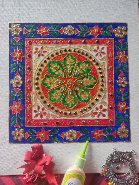 Meenakari Painting On Canvas, Minakari Painting, Meenakari Painting, Meenakari Art, Jaipur Art, Lipan Art, Coffee Art Painting, Pichwai Art, Buddha Painting Canvas