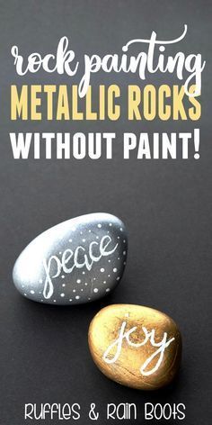 Beginner Tutorial Rock Painting Gold and Silver Metallic Rocks #rockpainting #paintedrocks #kindnessrocks via @momtoelise Spiritual Rocks, Scripture Rocks, Rock Village, Prayer Rocks, Christmas Rocks, Diy Blanket Ladder, Rock Painting Tutorial, Wood Wall Art Diy, Rock Painting Ideas