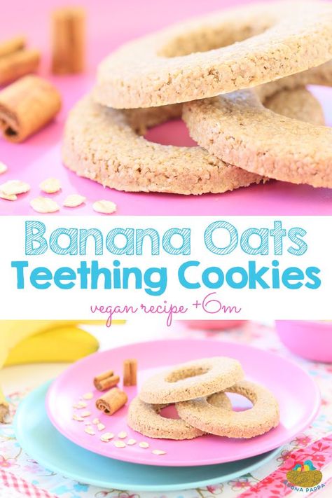 Teething Cookies, Cookies Banana, Teething Biscuits, Baby Puffs, Diy Baby Food, Easy Baby Food Recipes, Banana Oat, Baby Led Weaning Recipes, Vegan Baby