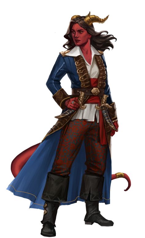 Dnd Pirate Female, Tiefling Pirate, Rogue Arcane Trickster, Red Tiefling, Female Tiefling, Tiefling Female, Dnd Tiefling, Arcane Trickster, Dnd Character Art