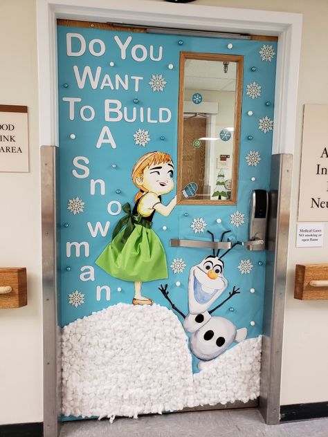 We decorated it for our hospital's unit "door contest".  But I could see it being a great door idea for an elementary school! Winter Wonderland Door Decorations For School Decorating Ideas, Nutcracker Christmas Door Decorating Contest, Disney Holiday Classroom Door, Decorated Doors For School, Teacher Winter Door Ideas, Frozen Christmas Door Decorating Contest, Christmas Decor Ideas School Door, Door Decorating Contest Christmas School, Christmas Toddler Door Ideas