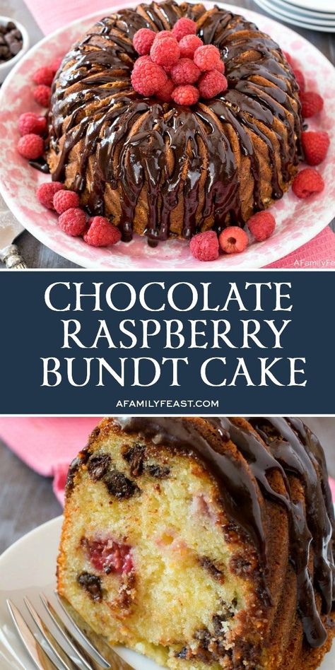 This easy Chocolate Raspberry Bundt Cake is moist and delicious with chocolate chips and fresh raspberries throughout, then topped with a decadent ganache. Decorating A Bundt Cake, Chocolate Raspberry Bundt Cake, Raspberry Bundt Cake, Chocolate Raspberry Cake Recipe, Tomato Planting, Raspberry Cake Recipes, Bundt Cake Recipes, Chocolate Raspberry Cake, Chocolate Bundt Cake