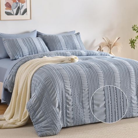 Amazon.com: DHSFKBE White Tufted Comforter Set King Size 7 Piece Bed in a Bag，Shabby Chic Boho Bedding for Bedroom Comforter，All Season Soft Microfiber Ruffle Comforter Set with Pillow and Sheets : Home & Kitchen Denim Comforter, Tufted Comforter, Taupe Bedding, Ruffle Comforter, Romantic Bed, Blue Comforter, Shabby Chic Boho, Shabby Chic Bedding, Boho Bedding