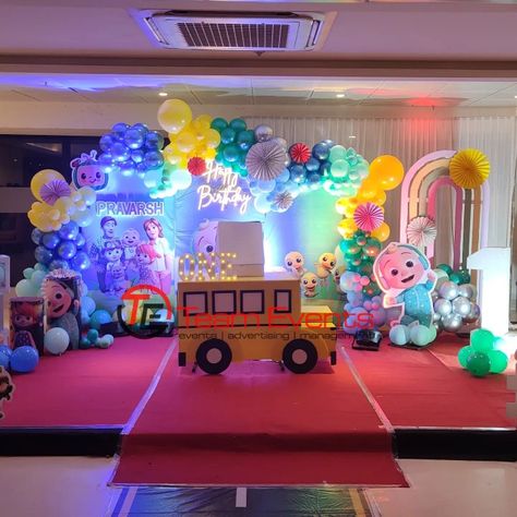 Birthday Decorations Cocomelon Theme, Cocomelon Theme Party Ideas, Shinchan Theme Birthday Party Decoration, Birthday Party Cocomelon Theme, Unique 1st Birthday Party Ideas Themes, Coco Melon Theme Birthday Decoration, Cocomelon Theme Birthday Party Decorations, First Birthday Cocomelon Theme, Coco Melon Decoration Ideas