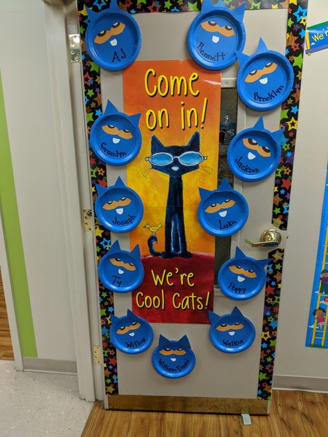 Pete The Cat Decorations, Pete The Cat Bulletin Board Ideas, Pete The Cat Door Decoration, Pete The Cat Classroom Door, Pete The Cat Crafts Preschool, Pete The Cat Classroom Theme, Pete The Cat Bulletin Board, Pete The Cat Classroom, Pete The Cat Birthday