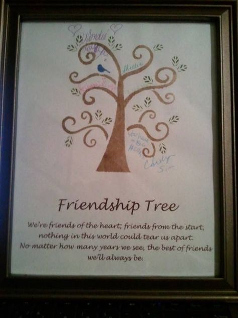 Friendship Tree Personalized.  Girls weekend, after painting and printing the quote, all my friends signed their names on a branch to symbolize our friendship weekend together. Friendship Tree, Friends Sign, Our Friendship, Girls Weekend, 50th Birthday, Projects To Try, Craft Ideas, Best Friends, Arts And Crafts