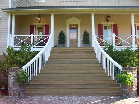 Inspirational Dream Home Outdoor Spaces : Dream Home : Home & Garden Television Front Porch Stairs, Wide Front Doors, Porch Stairs, Front Door Steps, Front Porch Steps, Front Stairs, Hgtv Dream Homes, Step Railing, House Front Porch