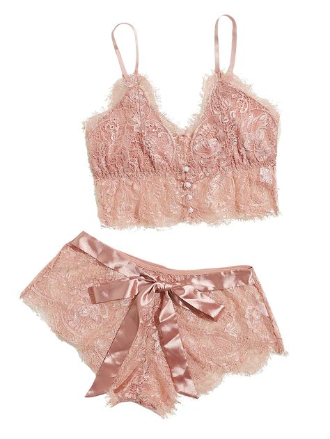 PRICES MAY VARY. 95% Polyester, 5% Elastane Imported Pull On closure Fabric has some strecth,soft and breathable,one or two size up is recommended. Features: 2 piece floral lace bra, button front, v neck, longline bralettes, and strappy tie front shortie panty lingerie set Suit for sleepwear and nightwear. Ideal gift for valentines day, anniversaries, club, wedding nights, honeymoon, christmas time or holiday season. Hand wash recommended with cold water, Machine wash with like color, Do not ble Derby Outfits, Lace Cami Top, Lingerie Outfits, Lace Lingerie Set, Womens Pyjama Sets, Lace Cami, Bra And Panty Sets, Bandage Dress, Lace Bra