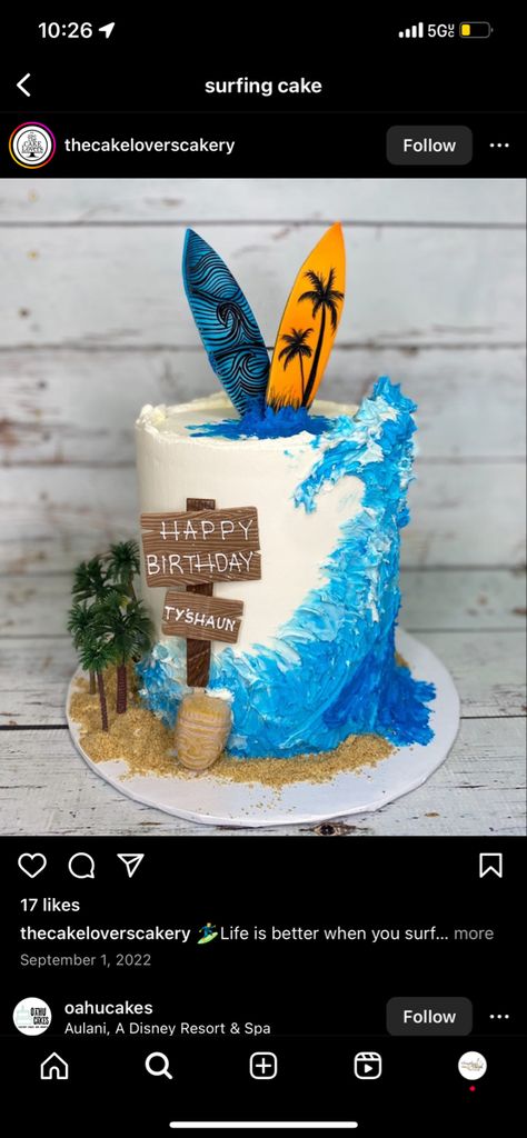 Surfing Theme Cake, Surfing Birthday Cake, Surf Cakes Birthday, Surfer Birthday Cake, Surfing Cake Ideas, Pool Party Cake Ideas Boys, Surf Cake Ideas, Surf Birthday Cake, Surfing Cakes