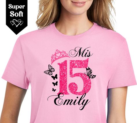 Mis quince t shirt, FREE personalization, Mis Quince custom tees, quince squad tees, quinceañera gift shirt, camiseta para quinceañera Izu, Custom Tees, Quince, Quinceanera, Print T Shirt, Gender Neutral, Graphic Tees, T Shirt, Quick Saves