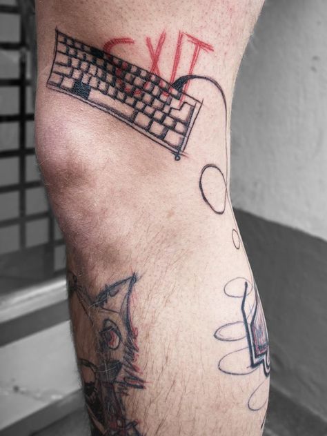 computer keyboard tattoo by vanderrfuss Keyboard Tattoo Computer, Keyboard Tattoo, Computer Tattoo, Hobo Symbols, Nova Tattoo, Tattoo 2022, Keyboard Symbols, Tattoo Pierna, Tattoo Shading