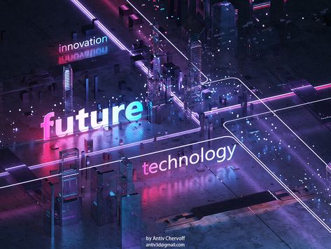 Neon city light Futuristic on Behance 3d Data Visualization, City Of Glass, Technology Wallpaper, 3d Studio, 3d Text, Technology Background, Futuristic City, Future City, 3d Texture