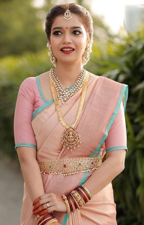 Actress Colors Swati Wearing Pastel color pink saree for her wedding | South indian wedding saree trends featured by top US and Indian fashion blog, Dreaming Loud: image of a pastel Saree भारतीय दुल्हन संबंधी, South Indian Wedding Saree, Bridal Sarees South Indian, Indian Bridal Sarees, Wedding Saree Blouse, Telugu Wedding, Wedding Saree Blouse Designs, Wedding Saree Collection, Bridal Silk Saree