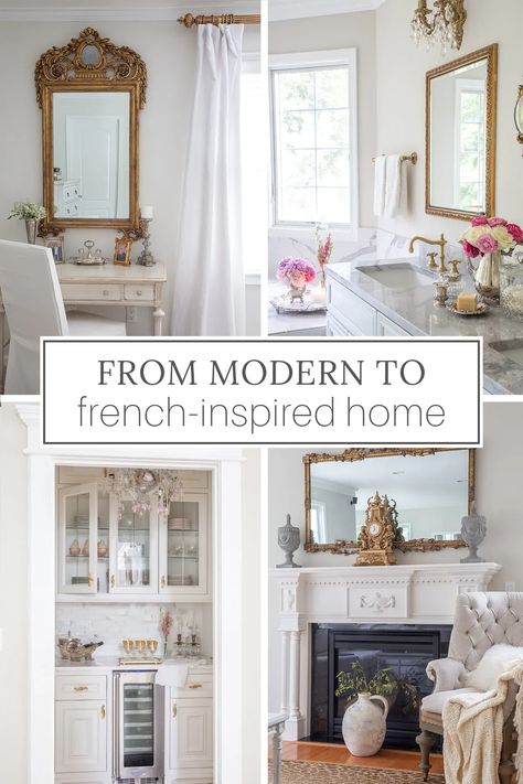 Want to add character to an ordinary townhouse? Check out how we transformed our modern townhouse into a French Country home. French Provincial Decorating, Modern French Provincial Home, French Modern Home Interiors, Modern French Style Home, Modern French Interior Design, Modern French Country Decorating, Modern French Decor, Vintage Apartment Decor, French Provincial Decor