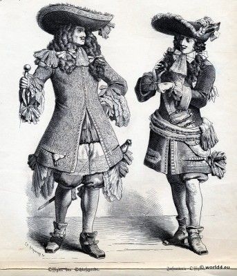 Officer of the Palace Guard, Infantry Officer.  French Baroque Costumes in 1680, 17th century. Baroque Clothing Men, French Nobleman, Baroque Clothing, Musketeer Costume, 17th Century Clothing, Pirate Costumes, 17th Century Fashion, Social Status, Century Clothing