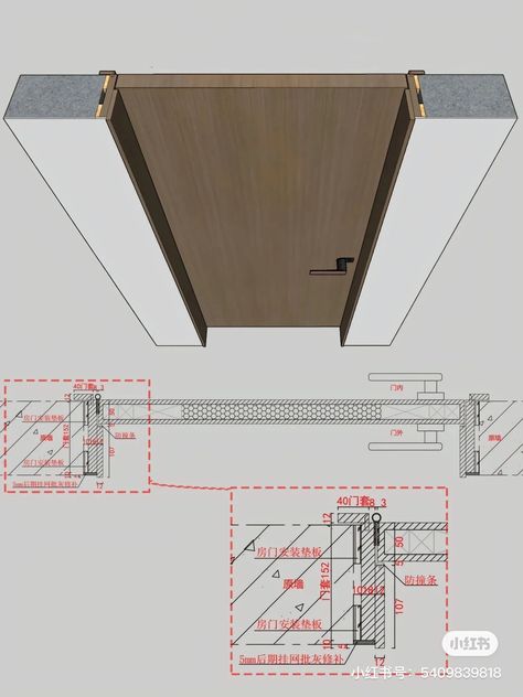 Door Detail Drawing Architecture, Concealed Door Design, Hidden Door Design, Door Measurements, Furniture Details Drawing, Construction Details Architecture, Architecture Design Process, Interior Design Renderings, Joinery Details