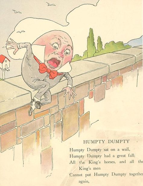 humpty dumpty | from my 1916 vintage bk | in pastel | Flickr Humpty Dumpty Nursery Rhyme, Old Nursery Rhymes, Story Illustration, King Horse, Family Circle, Childrens Books Illustrations, Humpty Dumpty, Mother Goose, Lewis Carroll