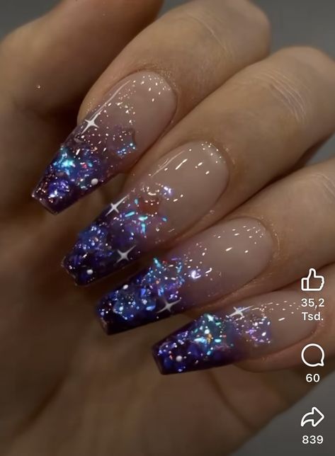 Purple Gem Nails, Sparkle Purple Nails, Glittery Nail, Ongles Nails, Glittery Nails, Sassy Nails, Nails Design With Rhinestones, Dope Nail Designs, Purple Gems