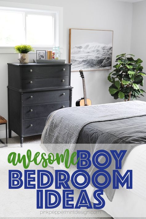 Awesome boy bedroom ideas.  Designing a boy bedroom an be hard...especially for older teenagers!  Come check out these awesome boy bedroom ideas to help you put together the perfect space for your teen or tween. #bedroomdesign #interiordesign #boybedroom #homedecor #PinkPeppermintDesign Young Men Bedroom Ideas Guys, Young Men Bedroom, Bilik Tidur Lelaki, Bedroom Ideas Guys, Older Boys Bedrooms, Men Bedroom Ideas, Boy Room Bedding, Men Bedroom, Awesome Boy