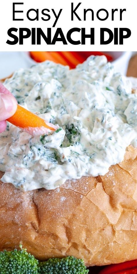 Bread bowl with creamy dip. Chipped Beef Dip, Knorr Spinach Dip, Spinach Dip Easy, Best Dip Recipes, Dip Recipes Appetizers, Spinach Dip Recipe, Chipped Beef, Classic Appetizers, Bread Bowl