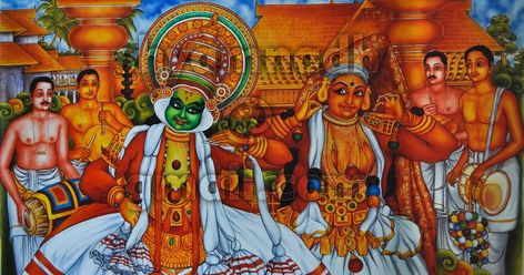 Kathakali 3 Kathakali Mural Painting, Kathakali Mural, Kathakali Painting, Kerala Mural Art, Indian Artwork, Saree Painting, Kerala Mural Painting, Indian Art Gallery, Dance Paintings