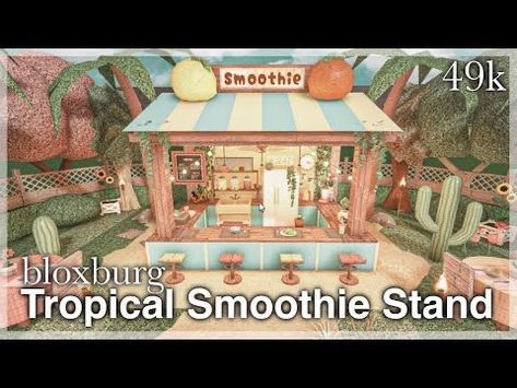 Smoothie Stand, Water Park Ideas, Beach House Layout, Bloxburg Beach House, Bloxburg Building, Preppy House, Small Beach Houses, Blocksburg Room Ideas￼, House Plans With Pictures