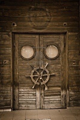 Ship Restaurant, Future Pirate, Door Backdrops, Pirate Room, Old Ship, Old Wood Doors, Old Wooden Doors, When One Door Closes, Cool Doors