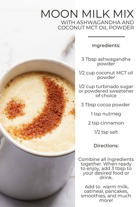 Ashwagandha Moon Milk Recipe, Ashwagandha Moon Milk, Adaptogen Drink Recipe, Ashwagandha Powder Uses, How To Take Ashwagandha Powder, How To Use Ashwagandha Powder, Ashwagandha Powder Recipes, Ashwagandha Drink, Best Time To Take Ashwagandha