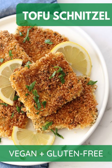 Tofu Schnitzel, Tofu Snacks, Vegan Entree Recipes, Best Tofu Recipes, Schnitzel Recipes, Tofu Recipes Vegan, Vegan Meat, Vegan Tofu, Vegetarian Snacks