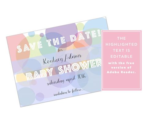 Balloons Baby Shower Save the Date Template | Etsy Pop Baby Showers, Ready To Pop, Save The Date Templates, Neutral Baby Shower, Gender Neutral Baby Shower, Girl Shower, Baby Shower Signs, Baby Shower Balloons, Girl Baby Shower