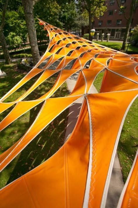 Pinterest: Discover and save creative ideas Shade Architecture, Textile Installation, Sailing Aesthetic, Fabric Architecture, Membrane Structure, Backyard Canopy, Tensile Structures, Pratt Institute, Light Canopy