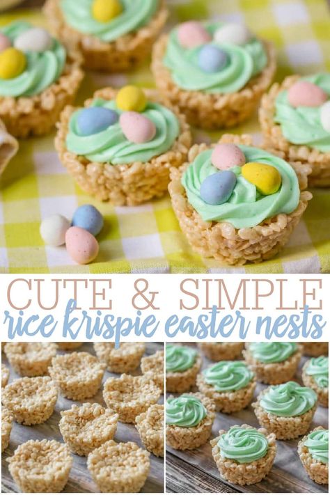 Easter Rice Krispies, Easter Rice Krispie Treats, Easter Deserts, Food Easter, Easter Party Food, Easy Easter Treats, Easy Easter Desserts, Easter Dishes, Easter Nests