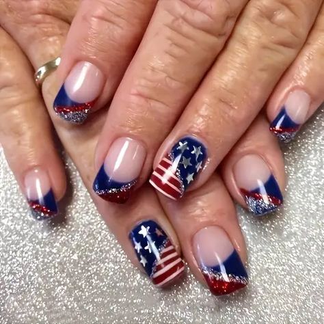 Husker Nails, Shellac French Manicure, Patriotic Nails Design, Gold Manicure, Festive Nails, Patriotic Nails, Gel French Manicure, Art Masterpieces, Classy Nail Designs