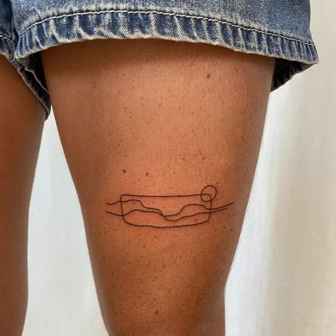 Leg And Thigh Tattoos, Theigh Tattoos, Thigh Tattoo Simple, Back Of Ankle Tattoo, Simple Leg Tattoos, Thigh Tattoos For Women, Thigh Tattoo Ideas, Small Thigh Tattoos, Leg Tattoo Ideas