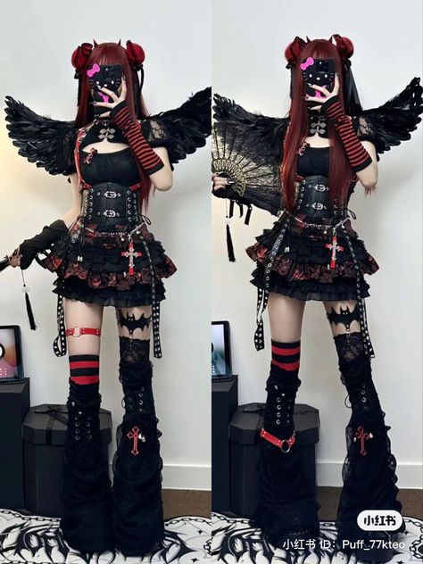 Harajuku Goth, Kawaii Outfit Ideas, Gothic Y2k, Estilo Harajuku, Harajuku Outfits, Kawaii Fashion Outfits, Alternative Outfits, Really Cute Outfits, Harajuku Fashion