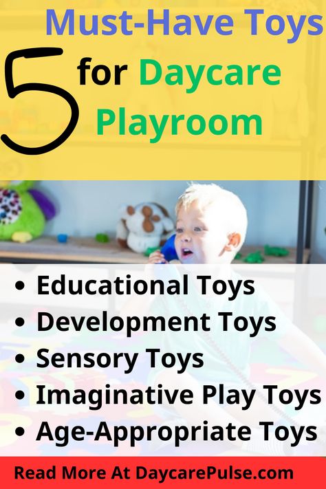 A 5-step detailed guide to decorating daycare playroom. Complete shopping list and must-have toys for the daycare playroom to make kids fall in love with your daycare center In Home Daycare Playroom Ideas, Daycare Center Layout, Infant Activities Daycare, Daycare Center Ideas, Daycare Playroom, Playroom Layout, Built In Cubbies, Home Day Care, Starting A Daycare