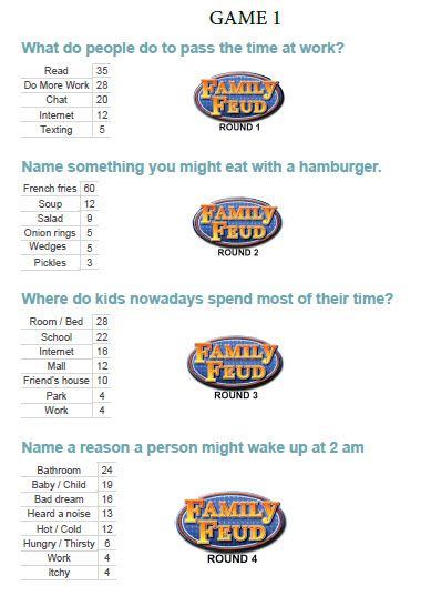 How To Play Family Feud At Home, Family Feud Game Night, Family Fued Diy, Game Night Ideas For Family, Family Feud Board Diy, Diy Game Show Games, Diy Family Feud Game Board, Family Feud Diy, Family Jeopardy Game Questions