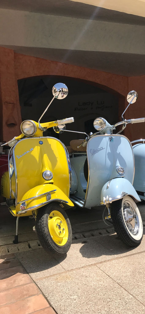 Two candy coloured vespa in the sunshine. Summer Iphone Wallpaper, Summer Iphone, Free Summer, Iphone Wallpapers, The Sunshine, Iphone 13 Pro, Candy Colors, Iphone 13, Iphone Wallpaper