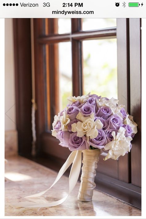 Perfect bouquet Wedding Bouquets White, Mindy Weiss, Purple Wedding Bouquets, Purple Wedding Theme, White Wedding Bouquets, Lavender Roses, Lavender Wedding, White Bouquet, Bride Bouquets